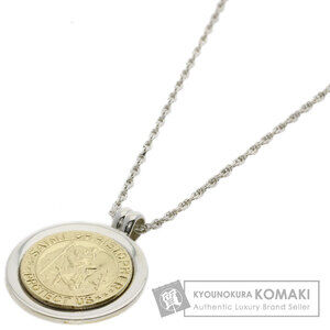 Tiffany Co St Christopher Coin Necklace Silver Yellow Gold